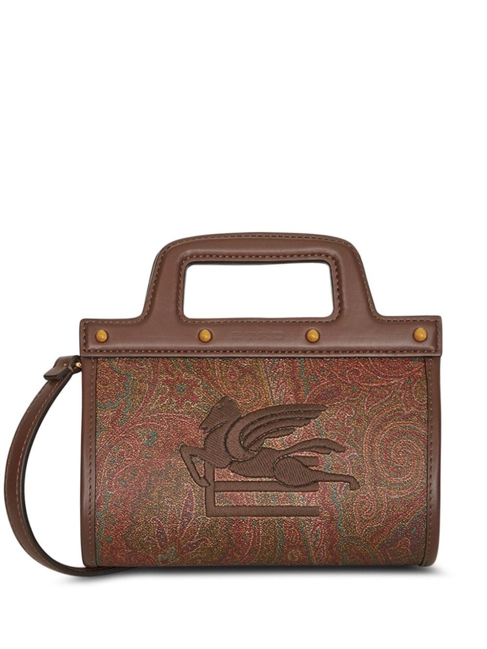 paisley-print leather-trim mini bag - 1