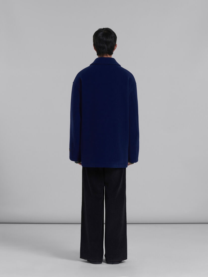 BLUE WOOL FELT CABAN COAT - 3