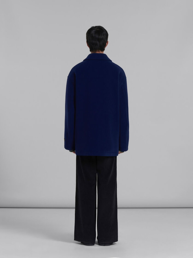 BLUE WOOL FELT CABAN COAT 3