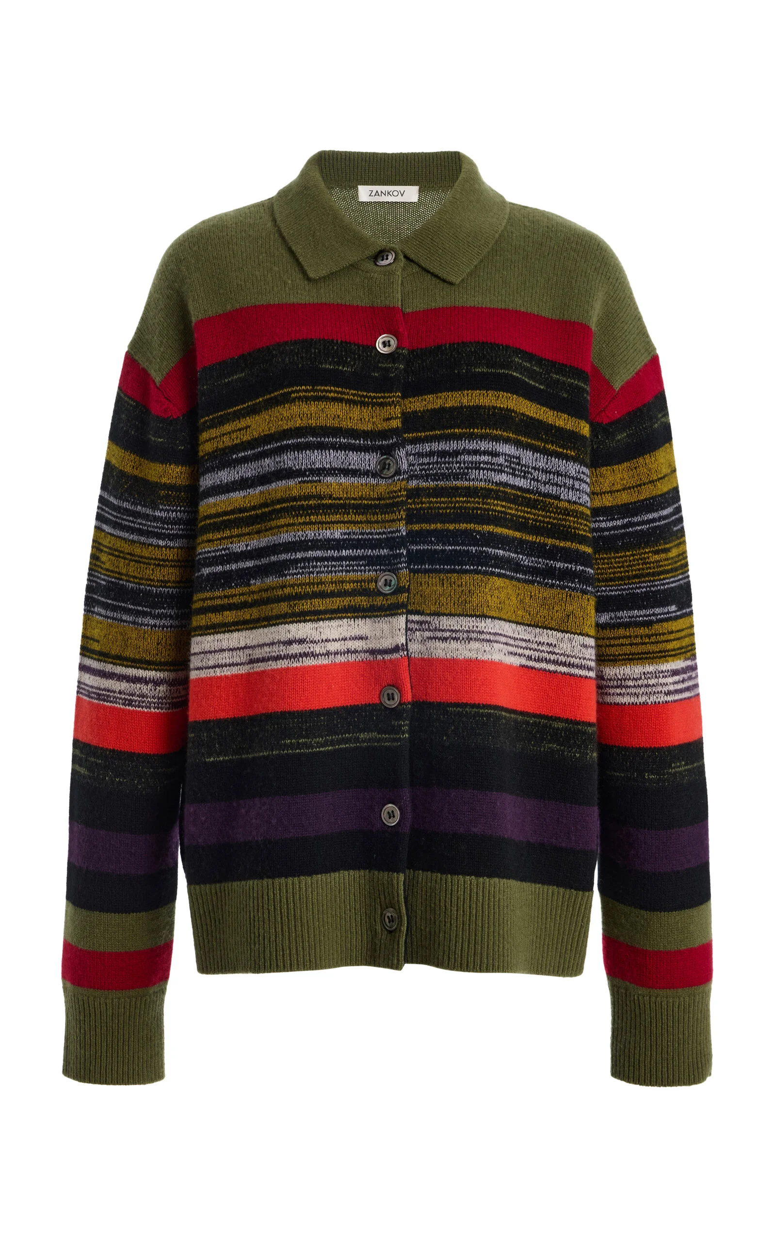 Andrew Cashmere Stripe Polo Cardigan - 1