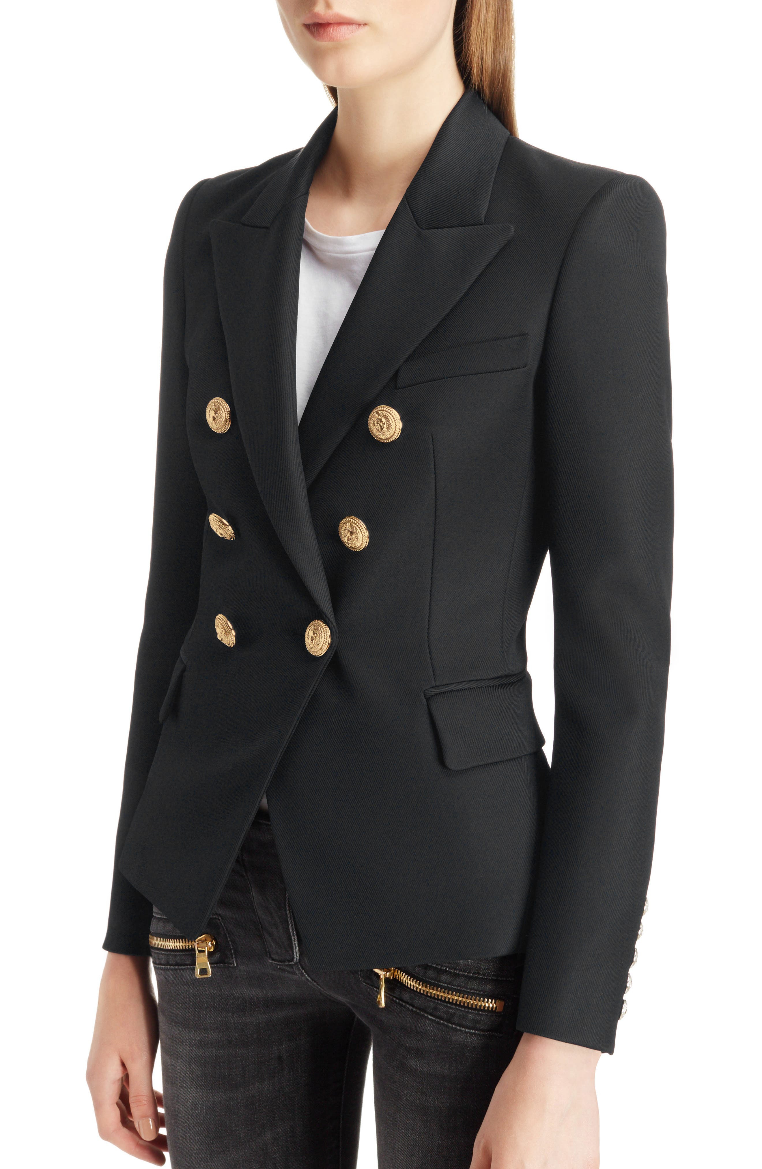 Double Breasted Wool Blazer - 4