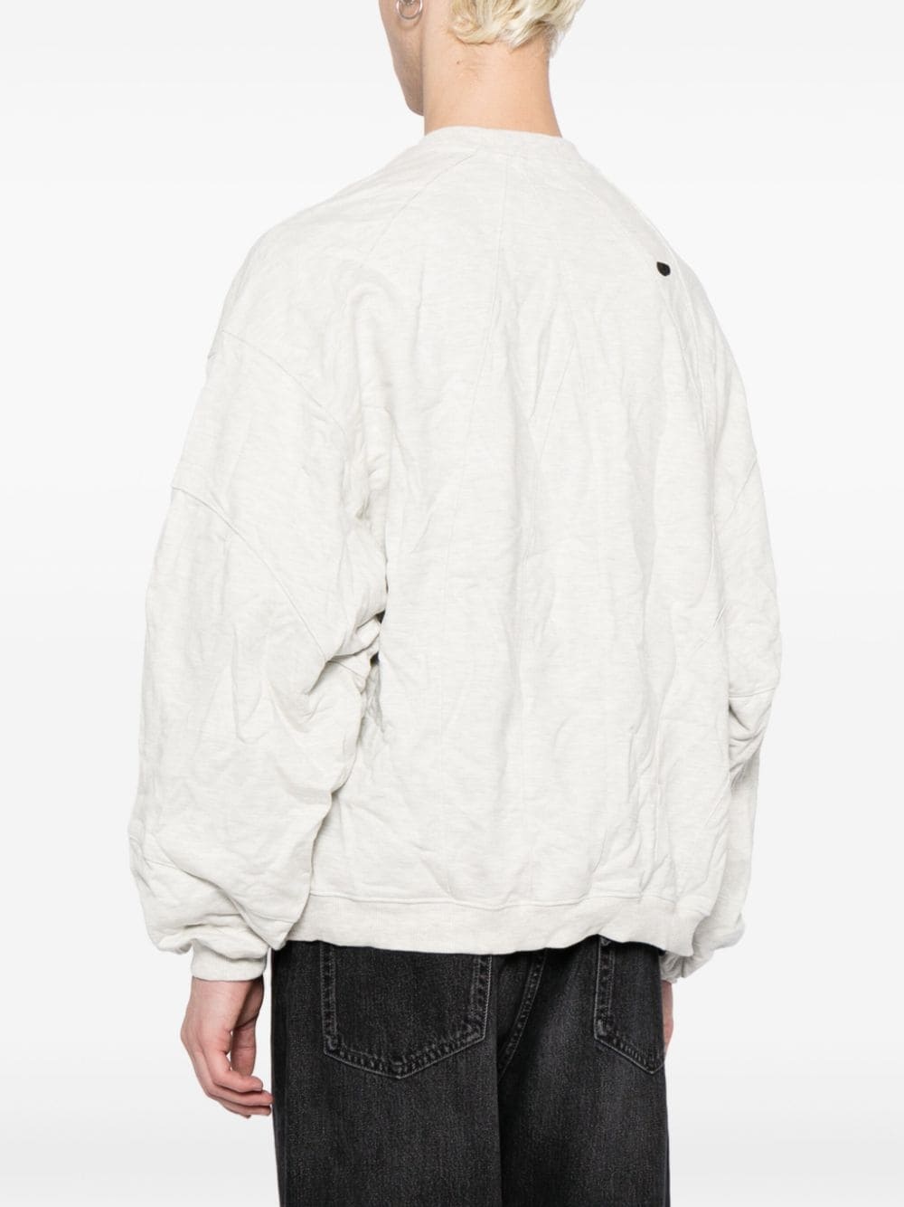logo-embroidered crinkled sweatshirt - 5