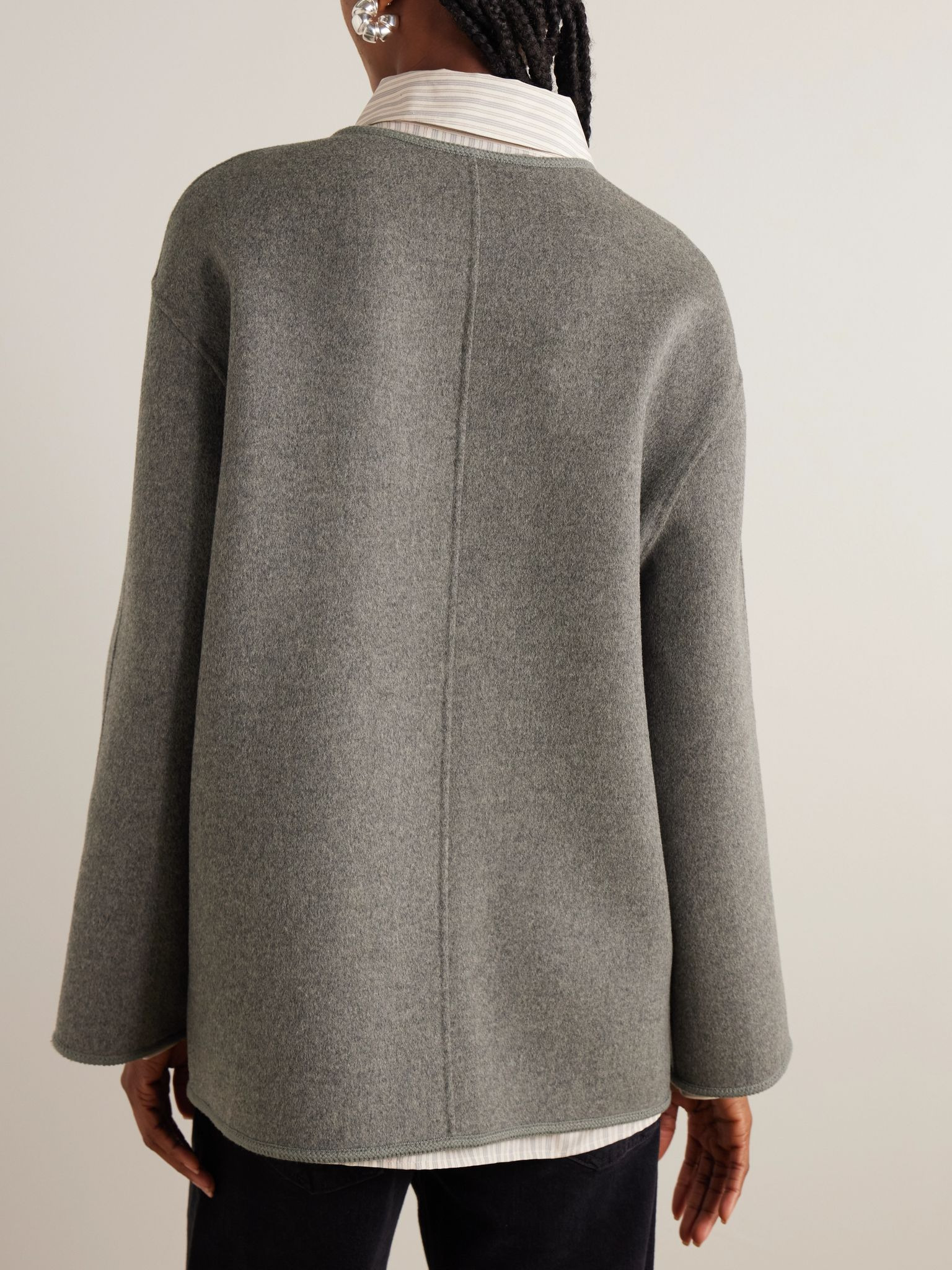 Oversized wool and cashmere-blend jacket Gray - 4