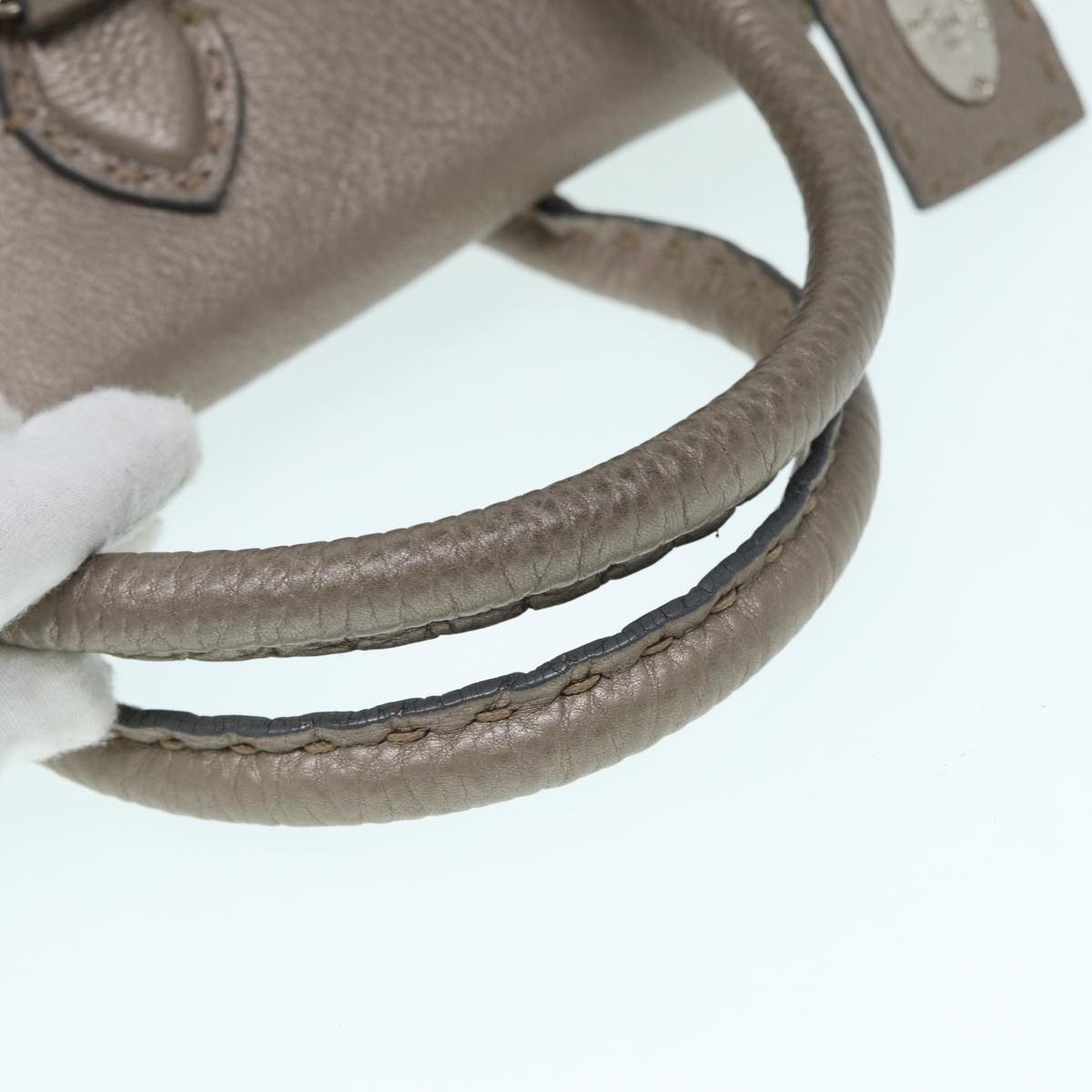 FENDI Celeria Hand Bag Leather Silver - 6