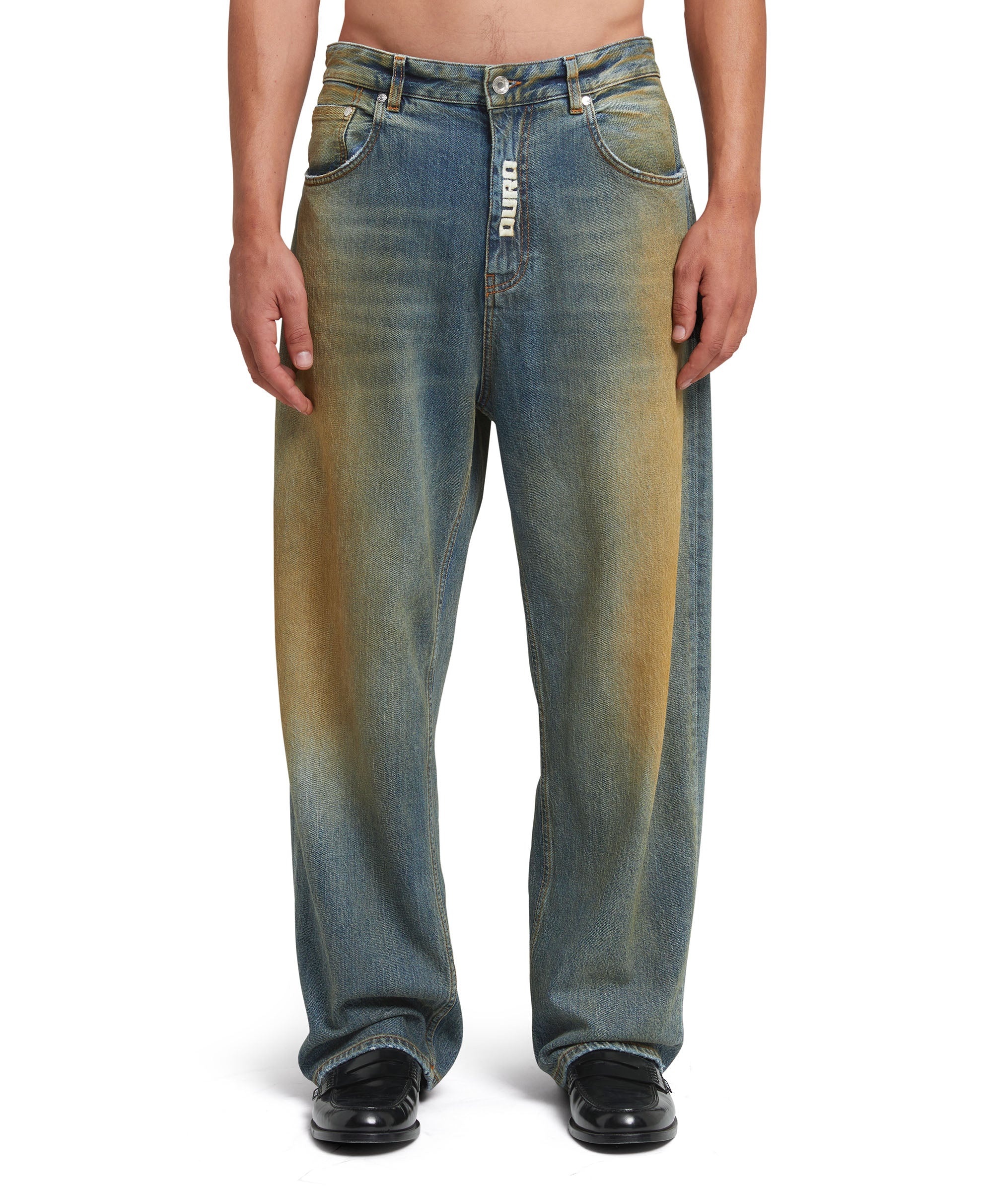 5 pocket denim pants with burned effect - 2
