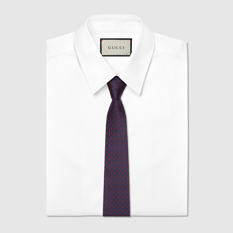 GUCCI Horsebit silk jacquard tie outlook