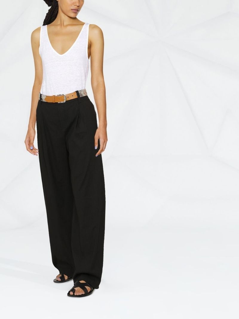 pleat-front straight leg trousers - 2