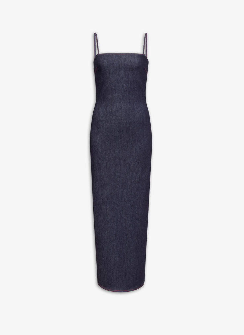 SPAGHETTI STRAPS DRESS IN STRETCH DENIM - 1