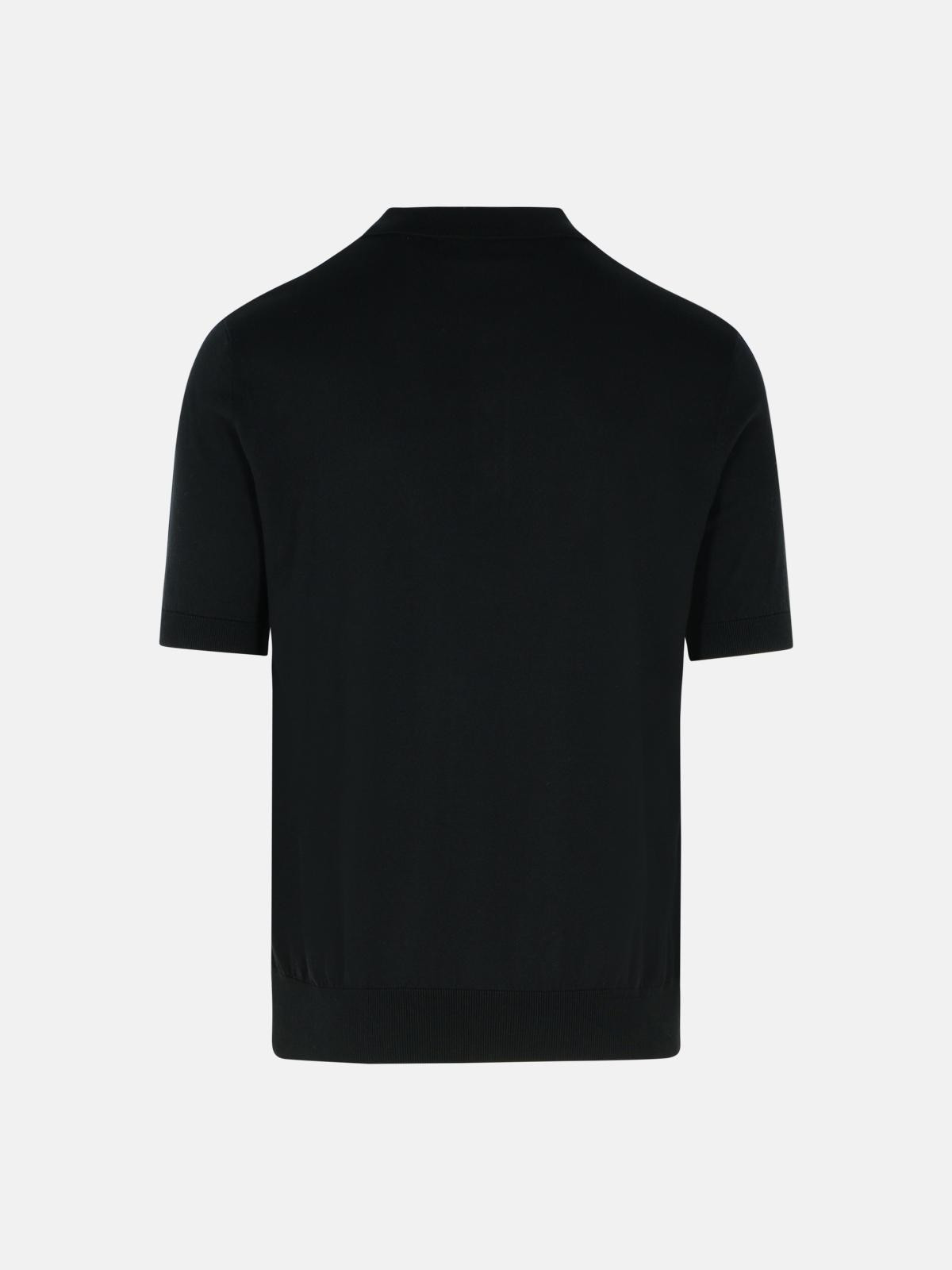 BLACK COTTON POLO SHIRT - 3