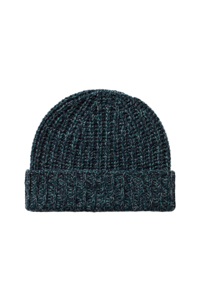 Half Cardigan Stich Green Cashmere Beanie 1