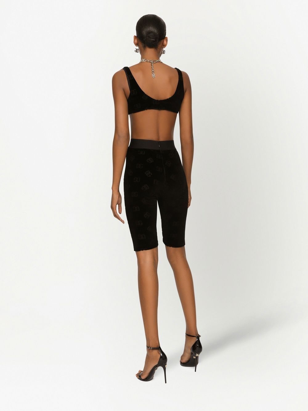 logo-detail velvet bralette - 4