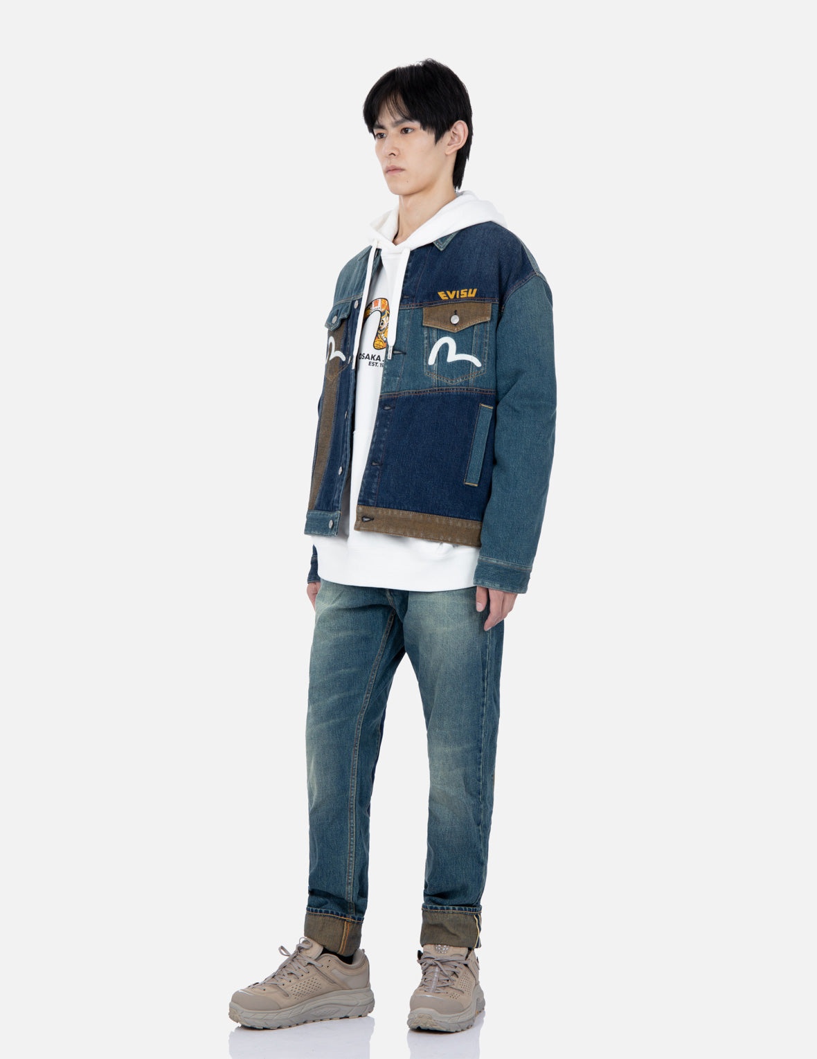 Deconstruction Fabric Blocking Denim Jacket - 3