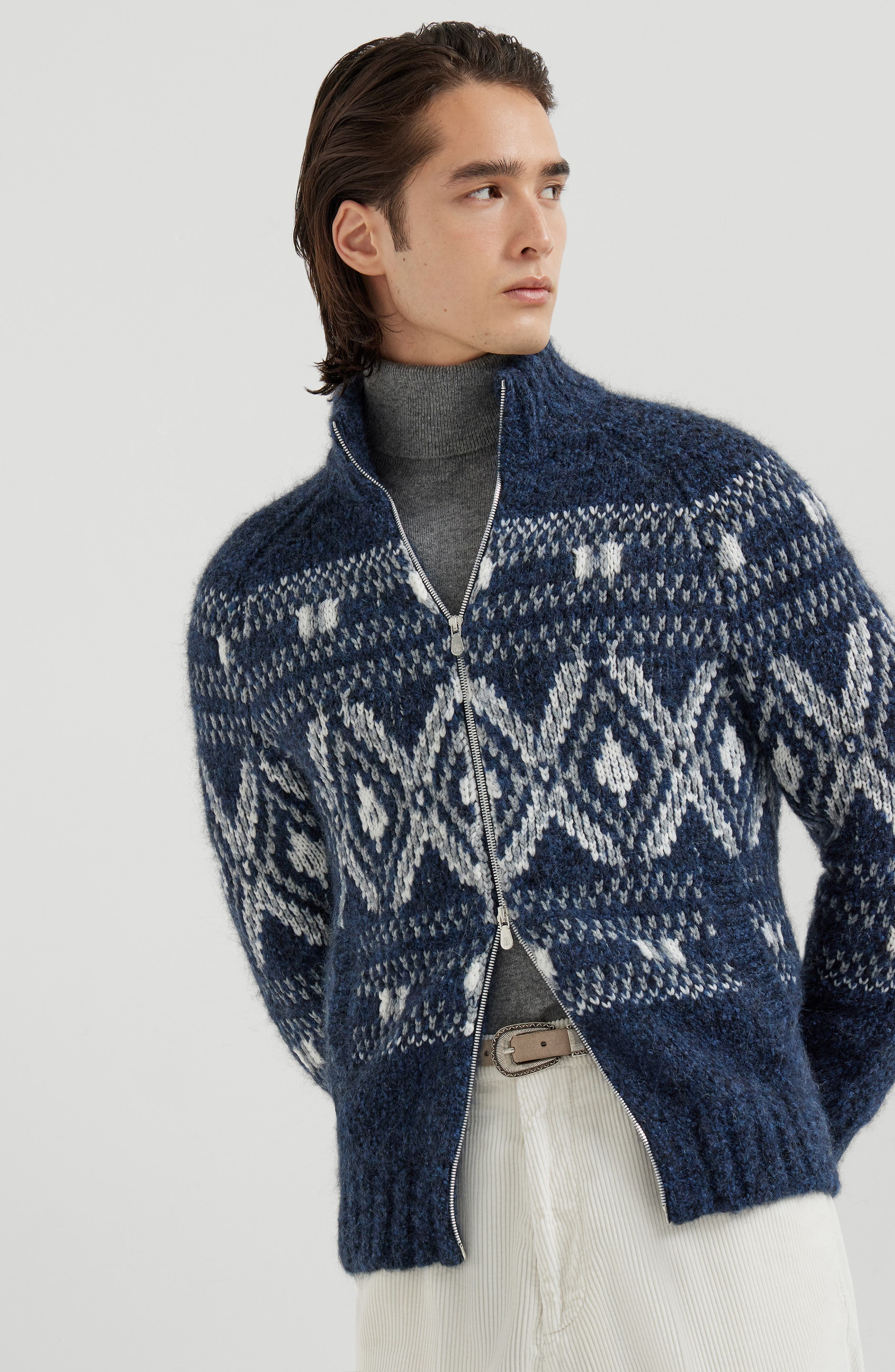 Brunello Cucinelli Jacquard cardigan in Navy Blue at Nordstrom - 2
