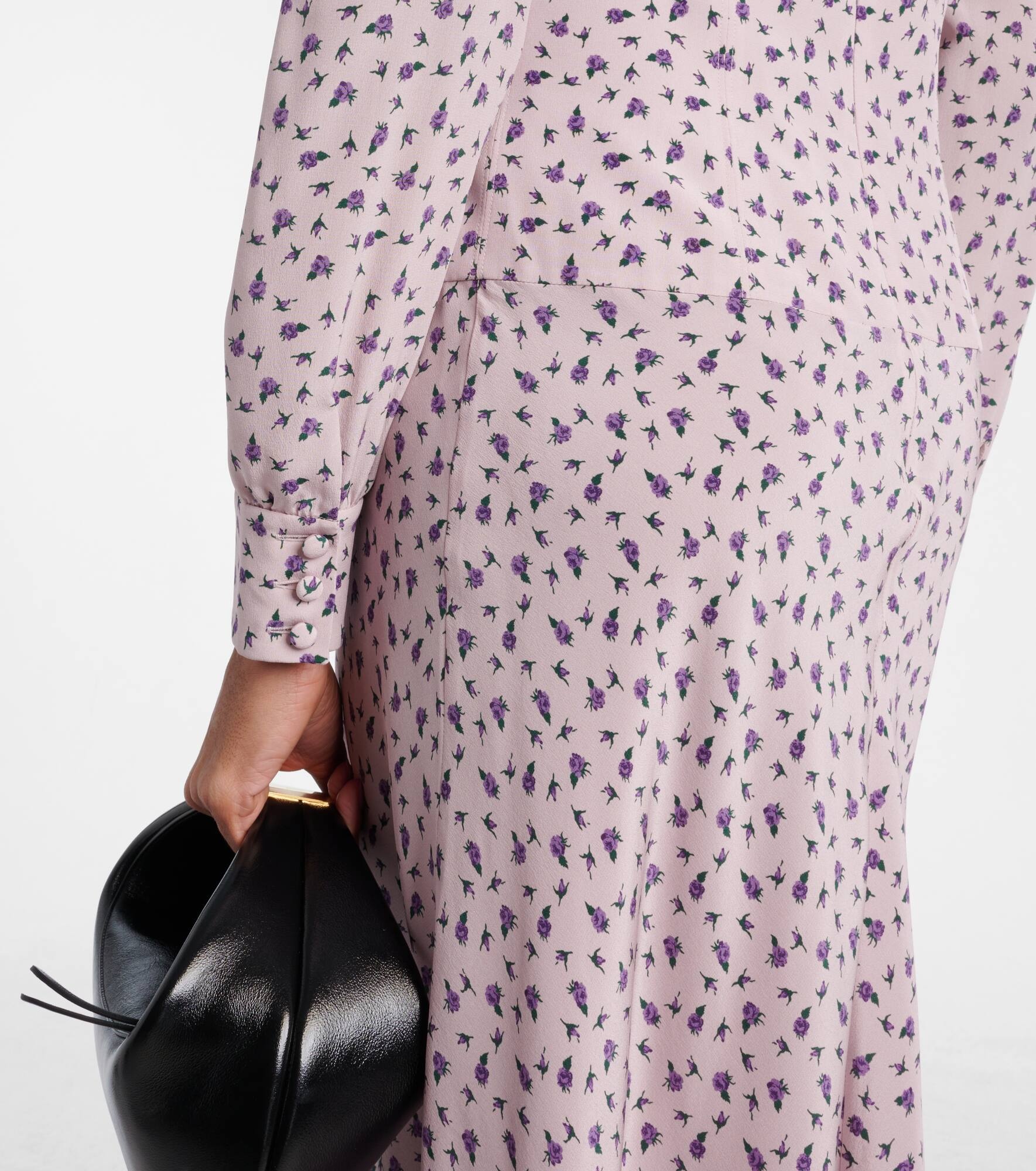Floral lace-trimmed silk midi dress - 5