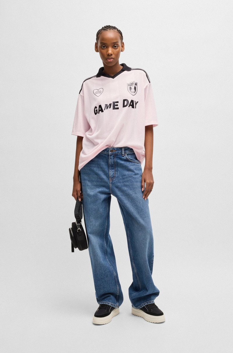 HUGO FOOTBALL-INSPIRED MESH T-SHIRT WITH HAPPY HUGO LOGO outlook