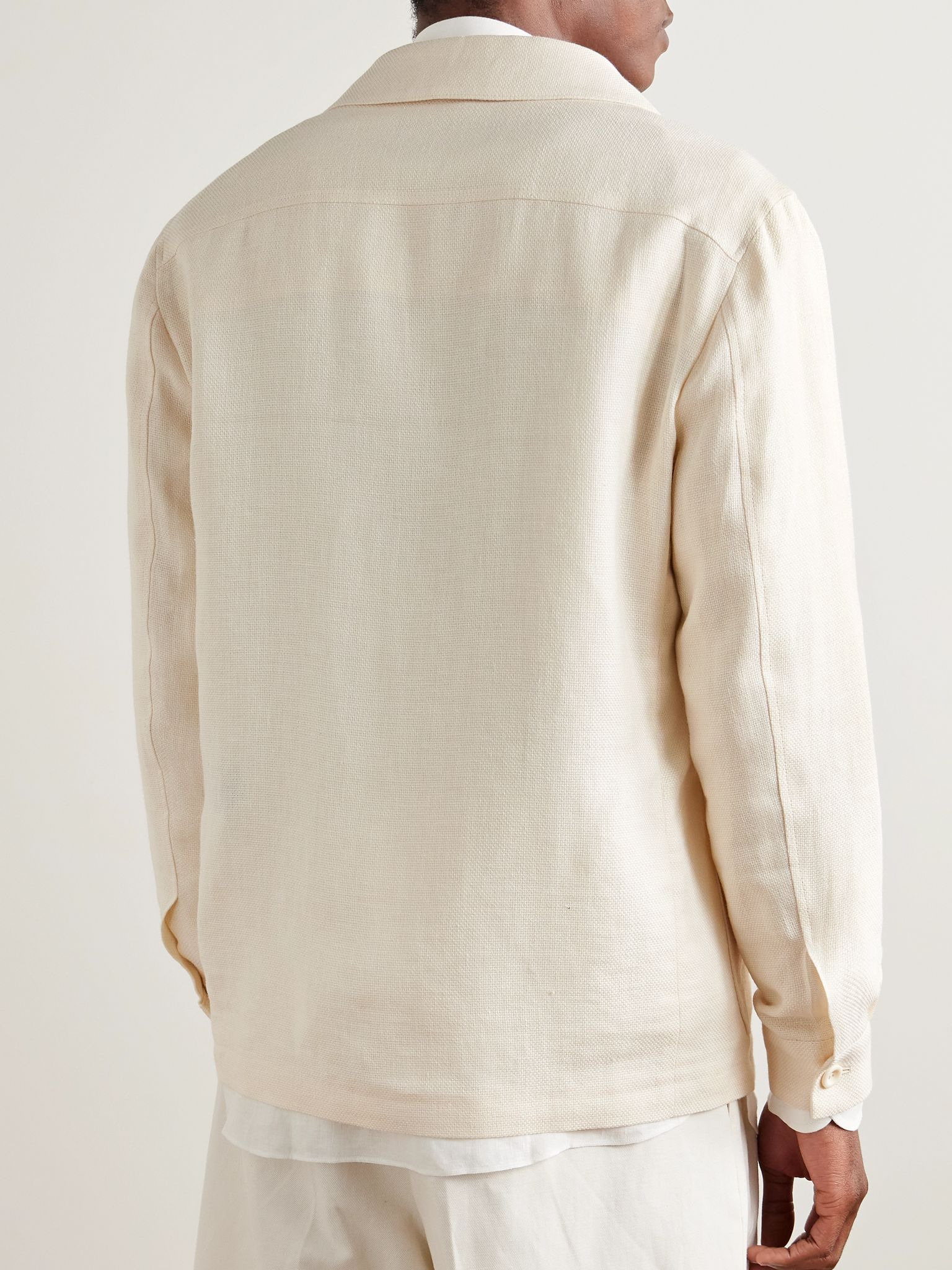 Jasper Linen, Cotton and Silk-Blend Overshirt Cream - 3