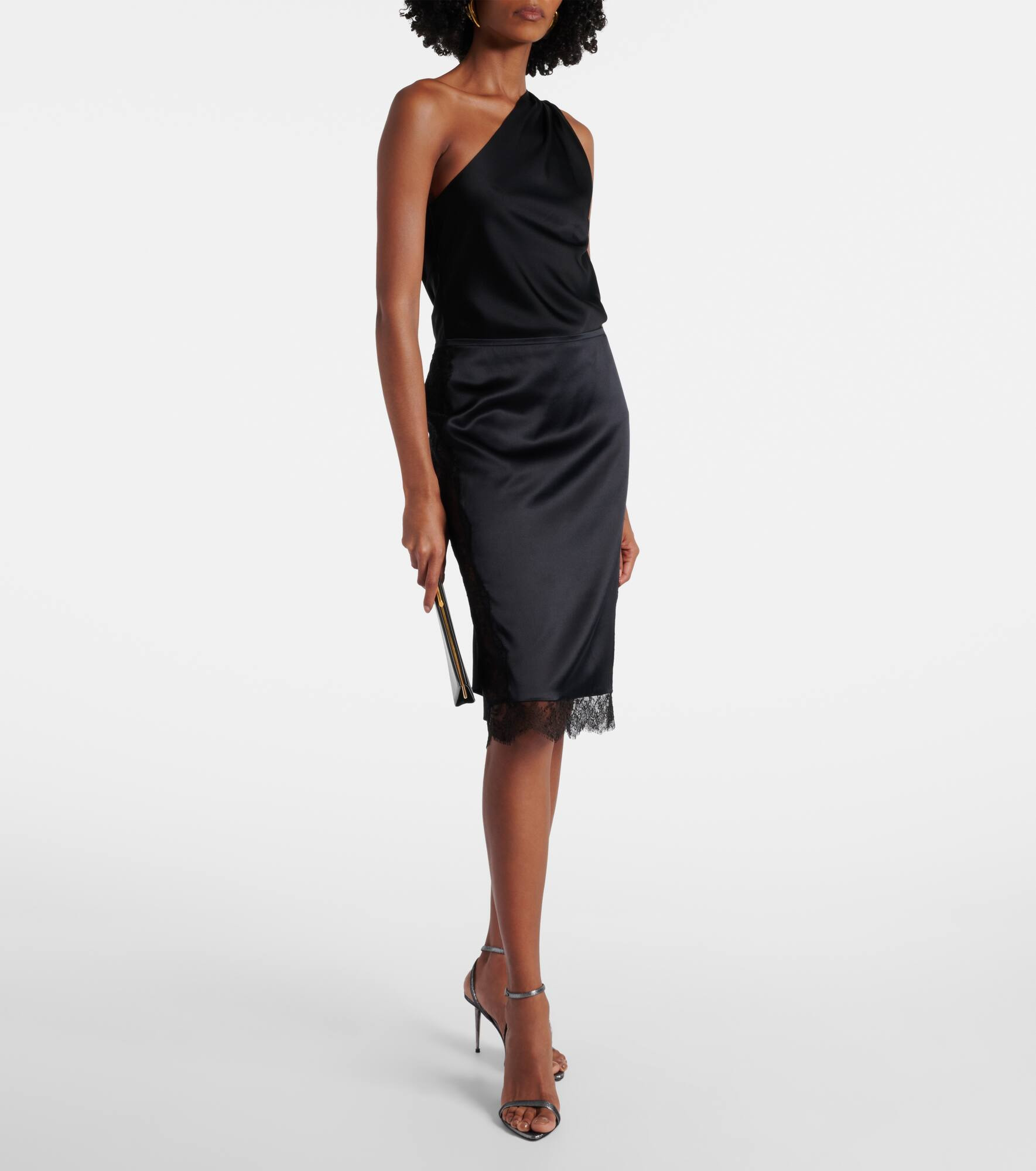 One-shoulder crêpe satin top - 2