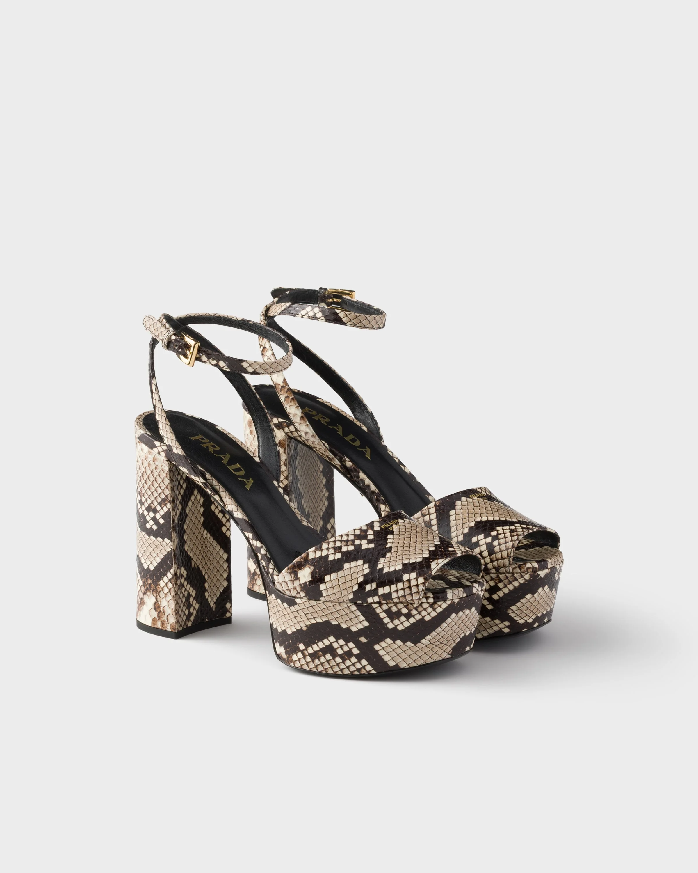 Python-print Ayers leather platform sandals - 1