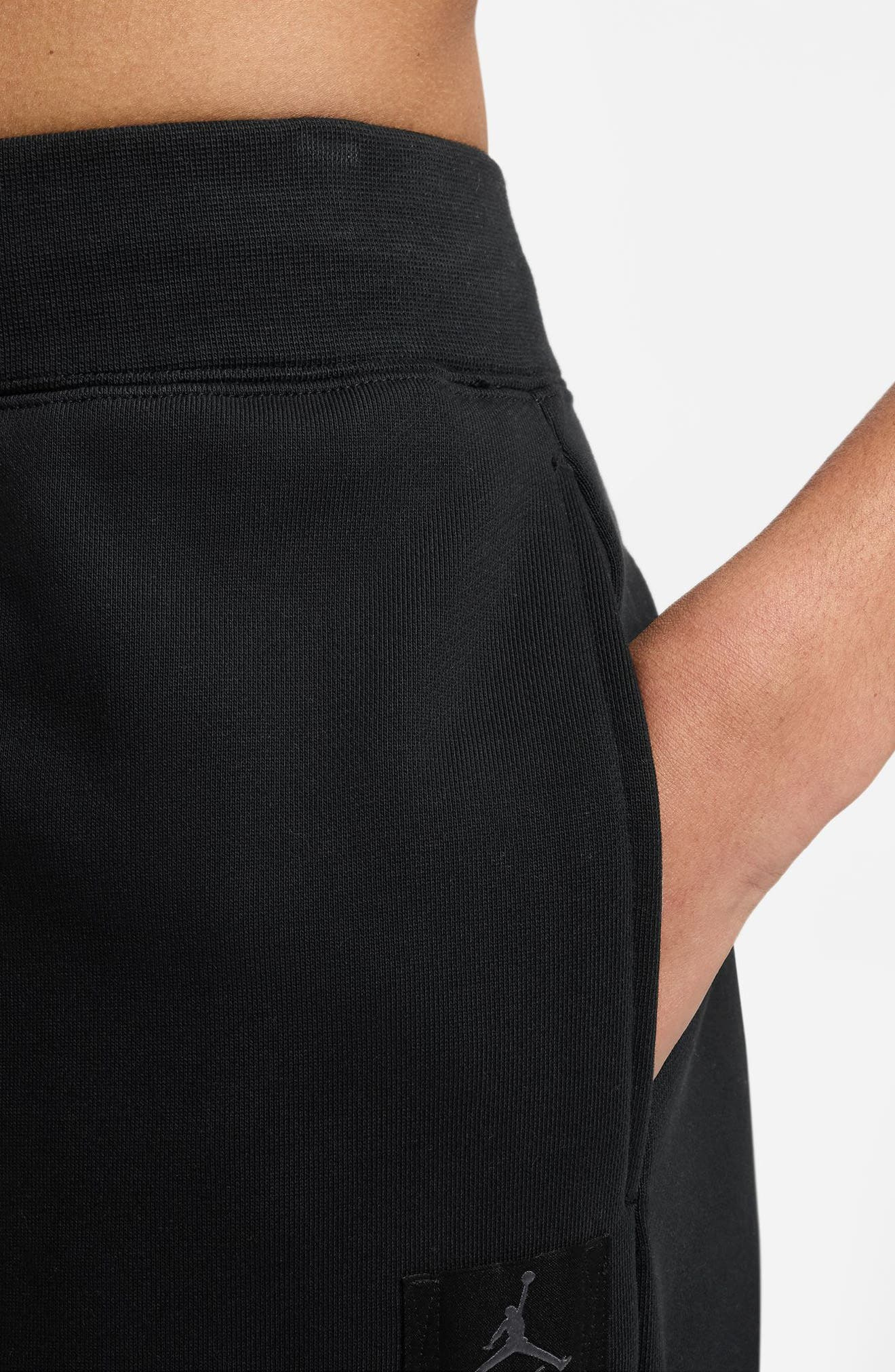 Jordan Flight Fleece French Terry Open Hem Pants in Black/Dark Smoke Grey at Nordstrom - 3