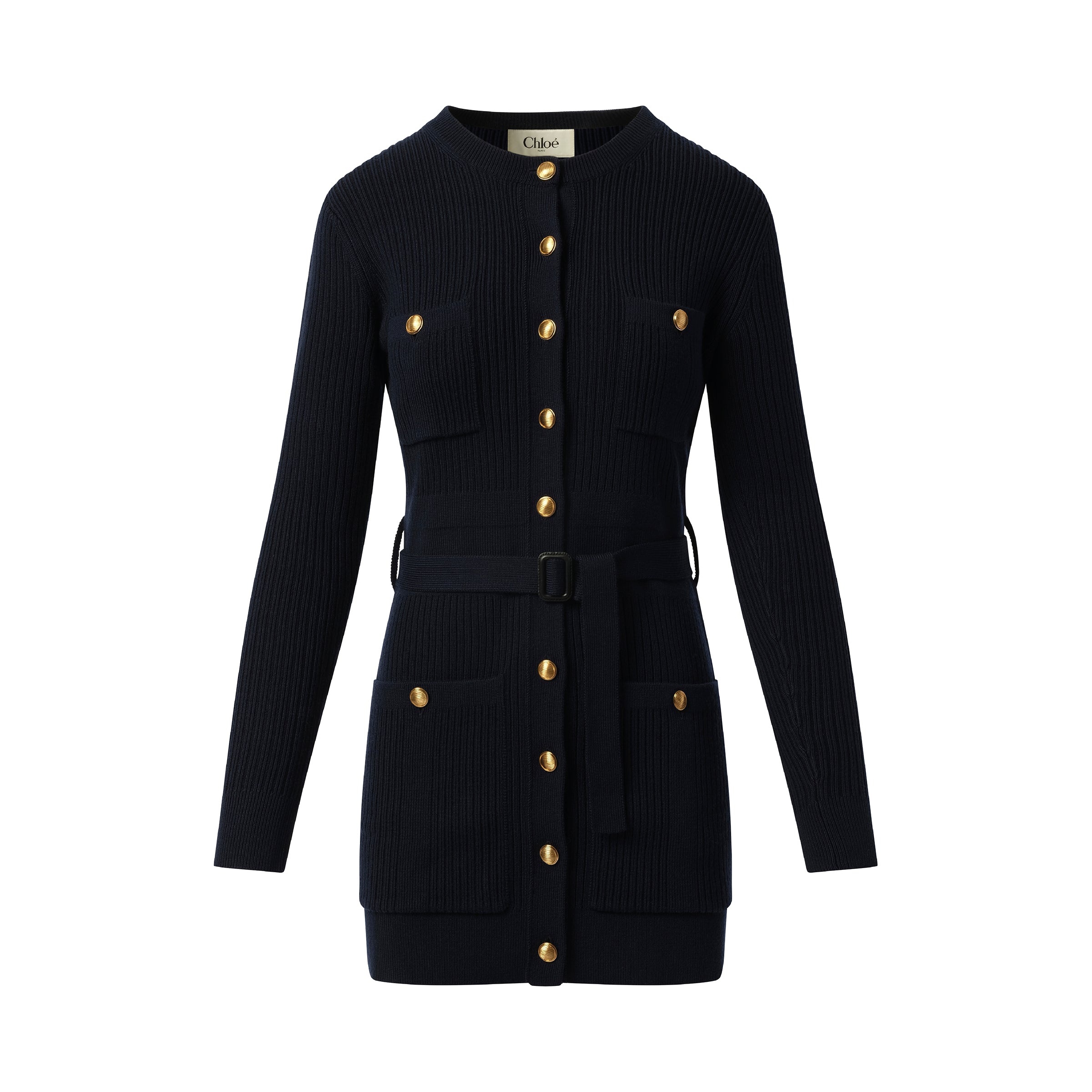 Long Fitted Cardigan in Navy - 2