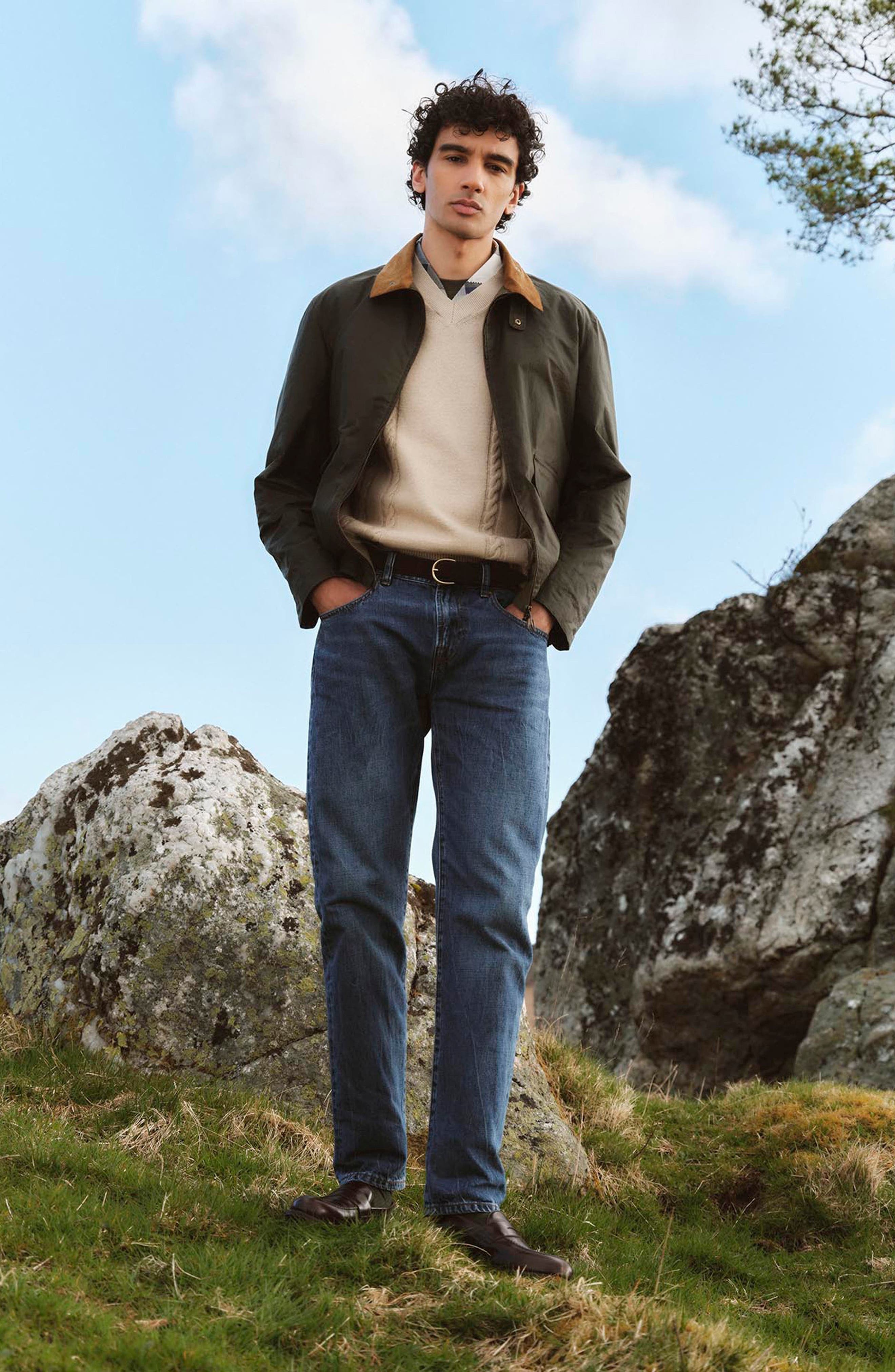 Barbour Newbury Water Resistant Waxed Cotton Jacket in Archive Olive/Heritage Check at Nordstrom - 8