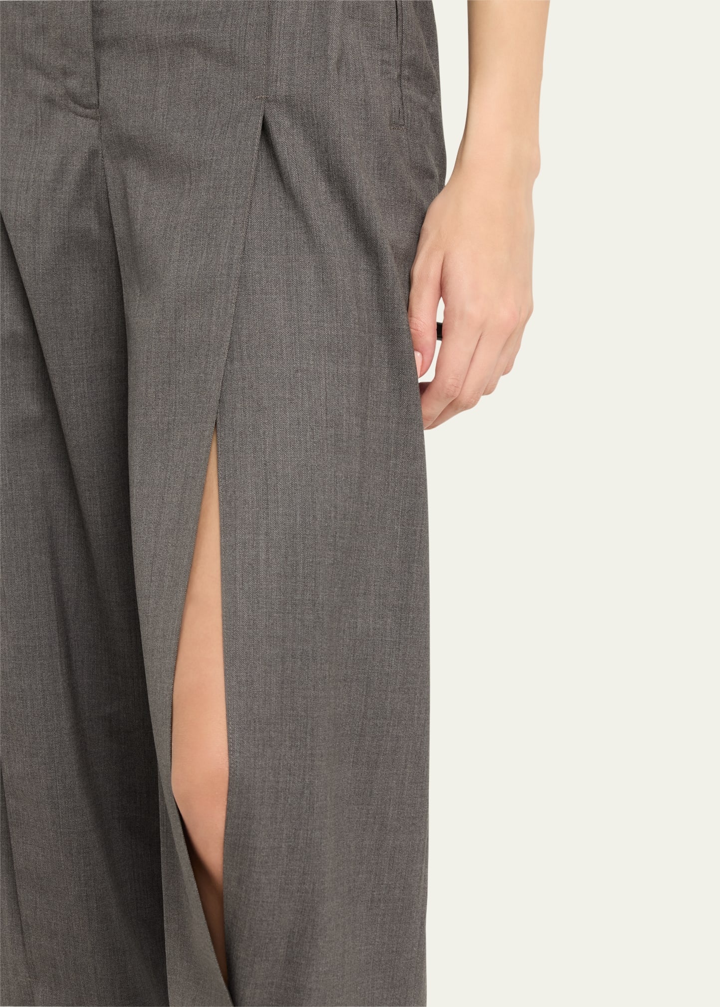 Straight-Leg Trousers with Front Slit - 5