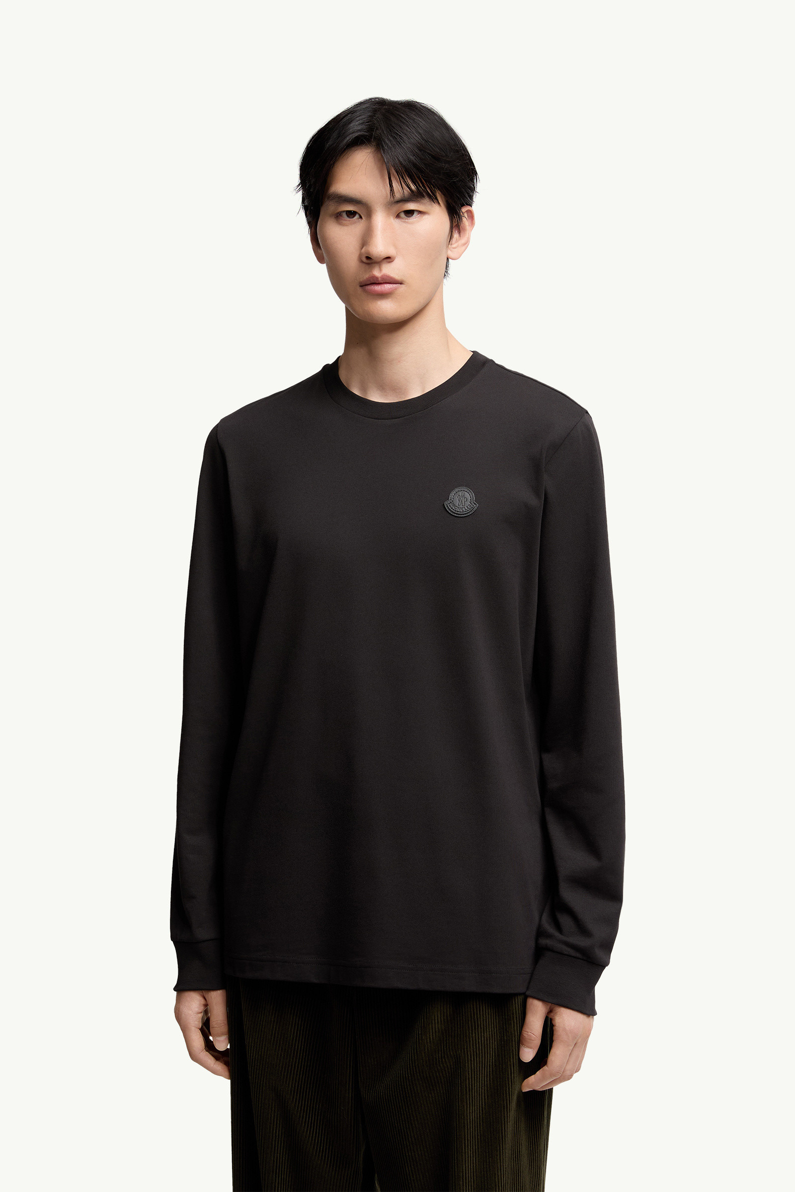 Leather Logo Long Sleeve Cotton T-Shirt - 3