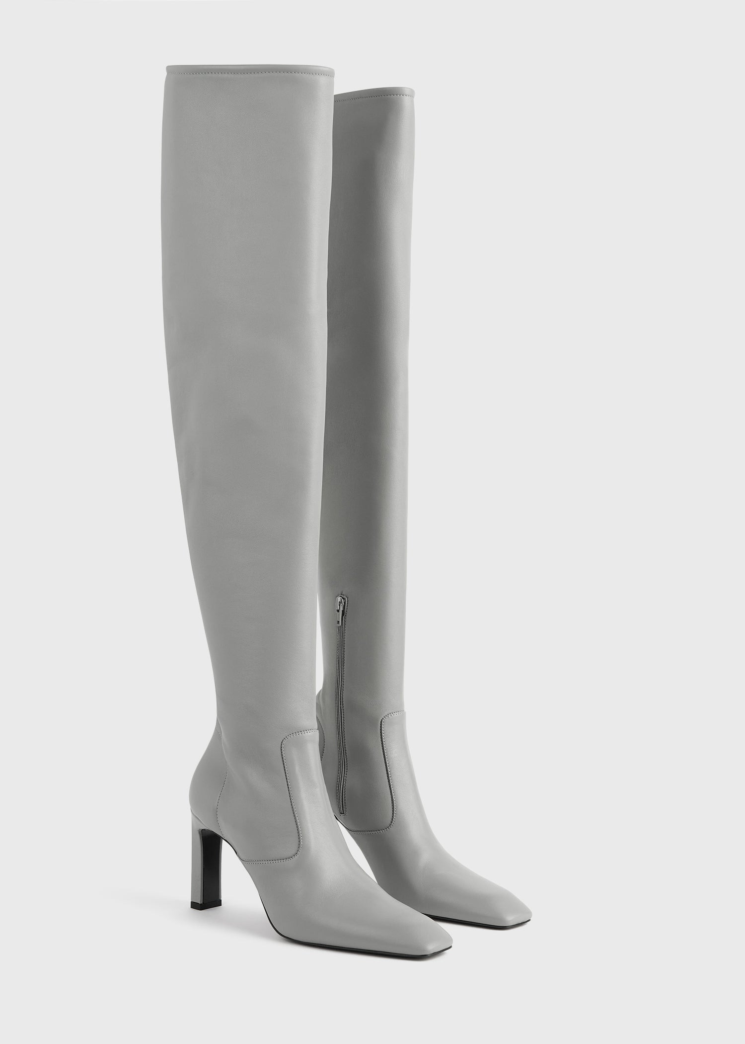 Nappa over-the-knee boots light grey - 7