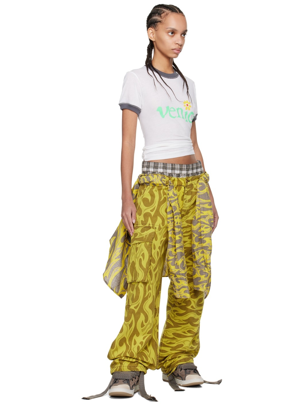 Yellow Flame Cargo Pants - 4