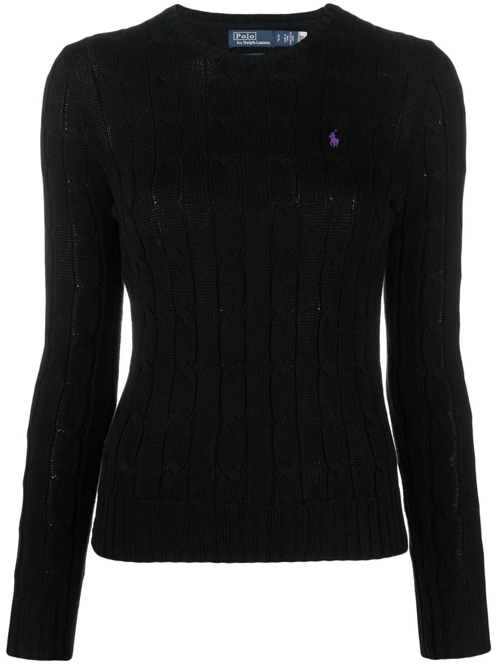 logo-embroidered cable-knit sweater - 1