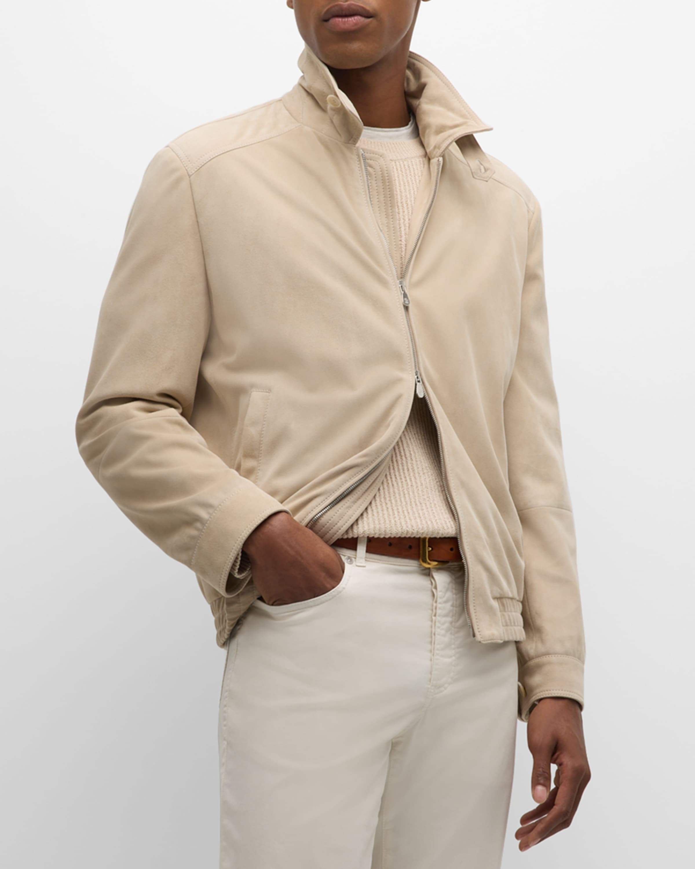 Men's Suede Full-Zip Blouson Jacket - 2