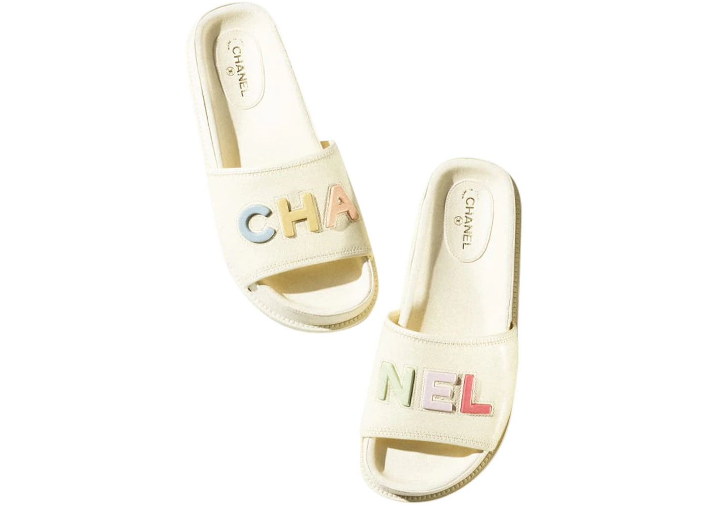 Chanel Logo Mule Sandal Ivory Leather - 2