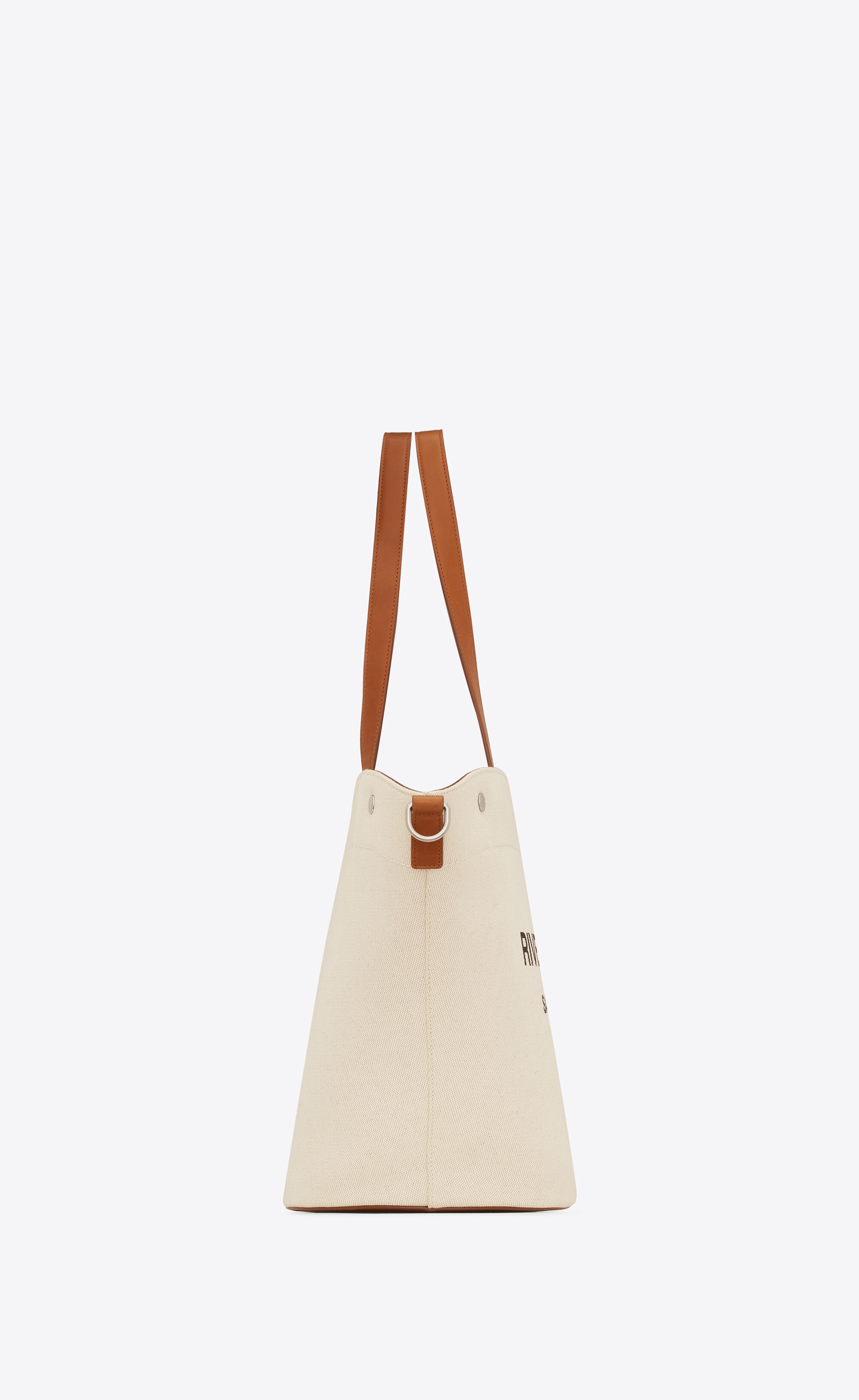 rive gauche tote bag in canvas and vintage leather - 5