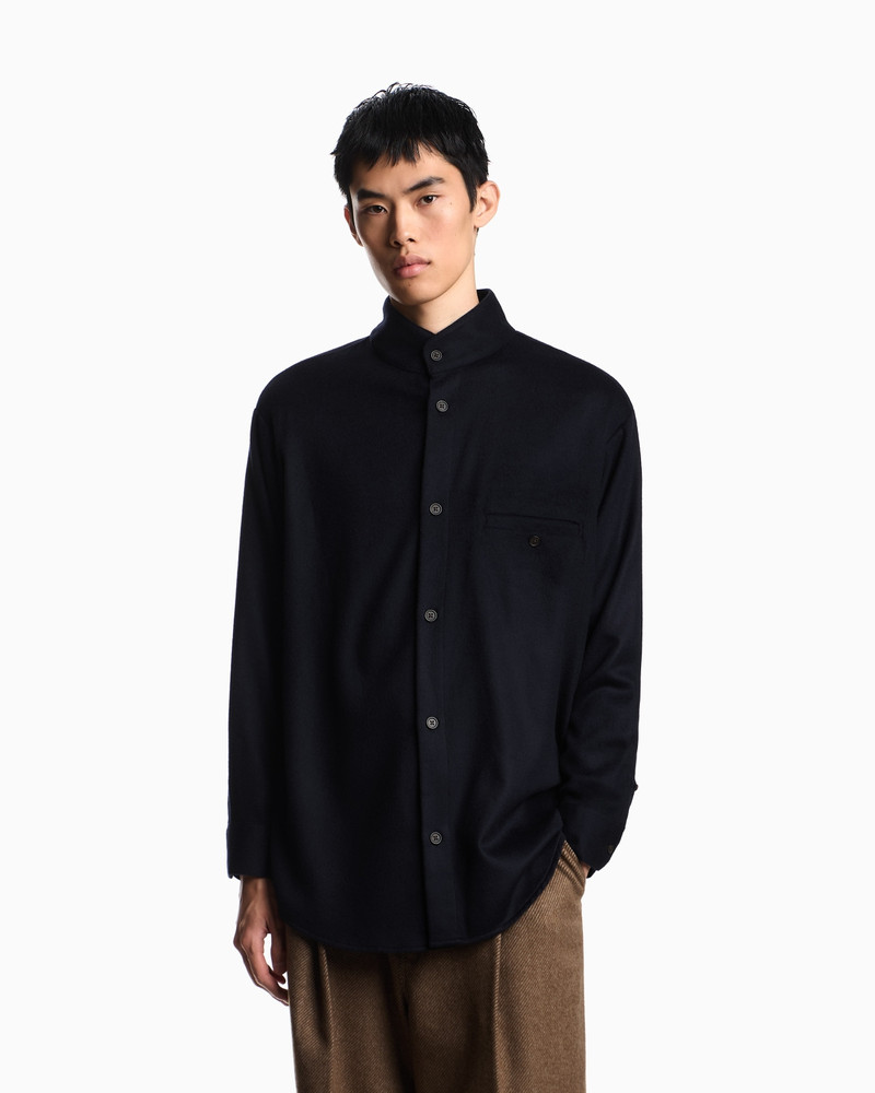 VIRGIN-WOOL OVERSIZED SHIRT WITH A GURU COLLAR 4