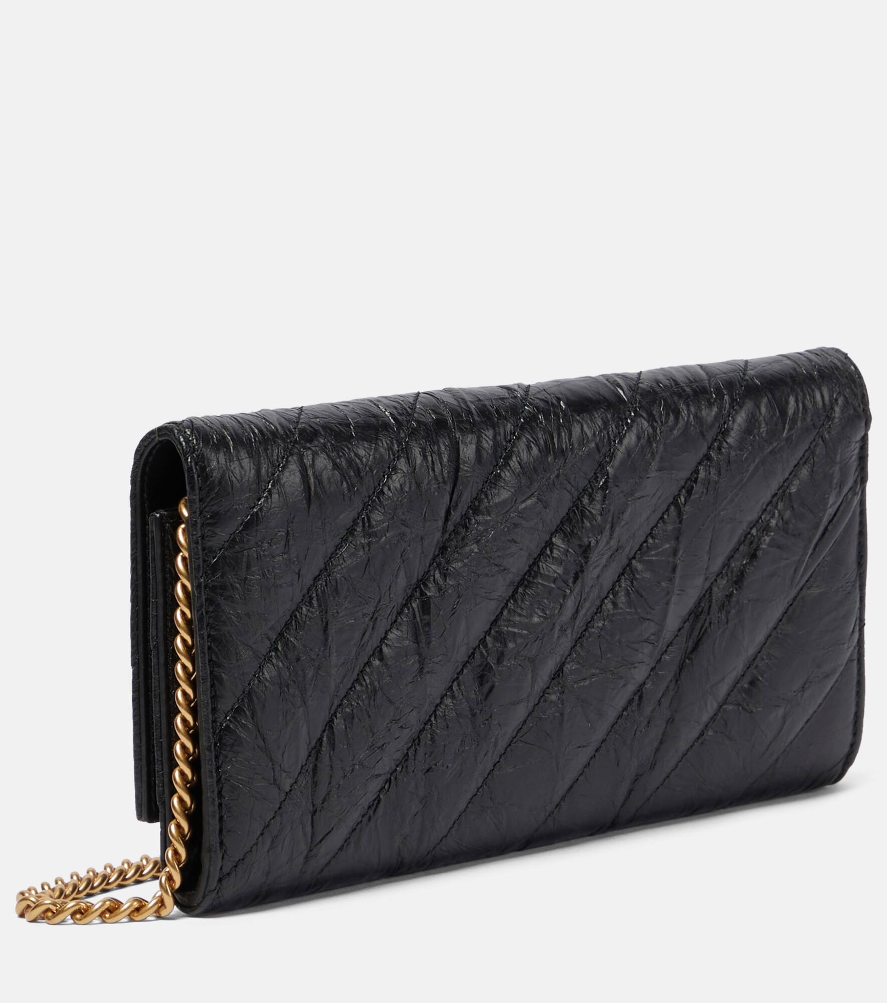 Crush quilted leather wallet on chain - 4