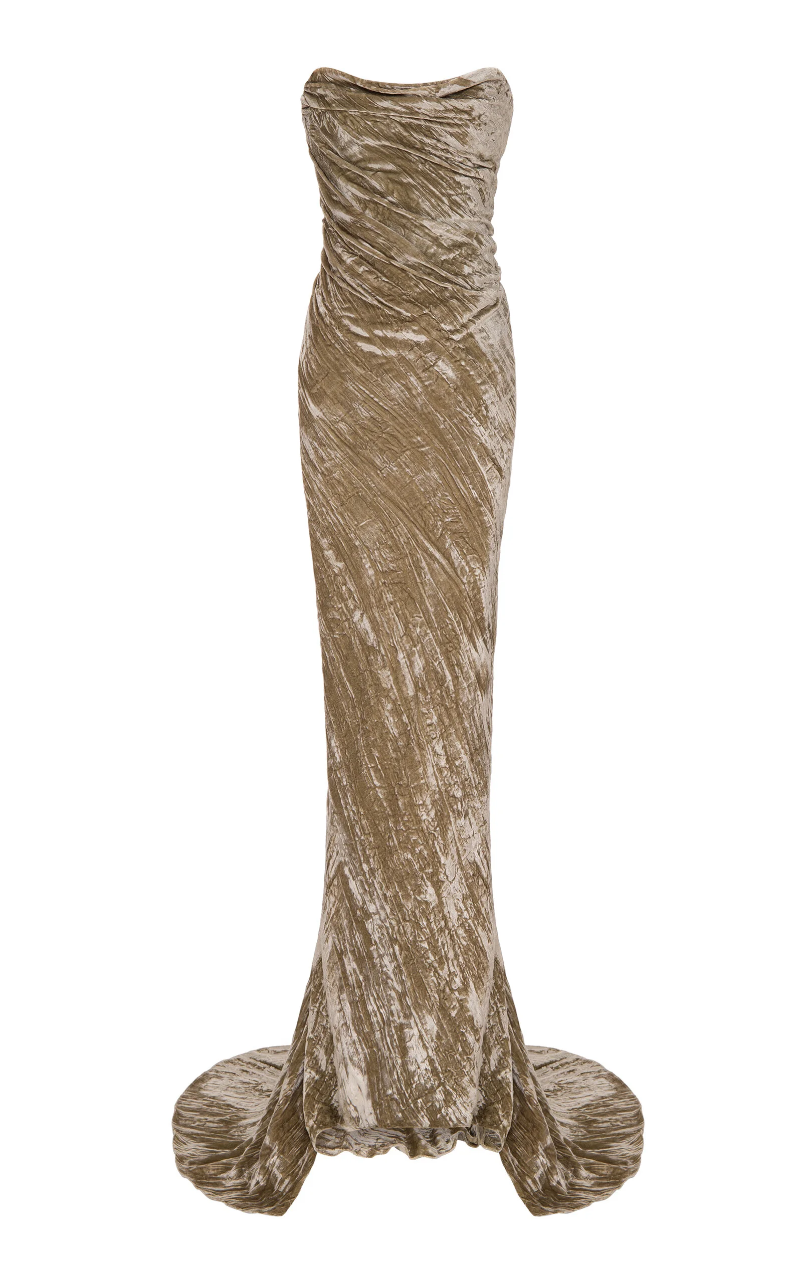 Strapless Crushed Velvet Gown neutral - 1