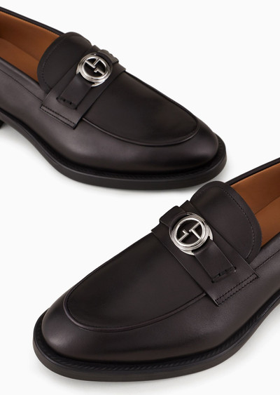 GIORGIO ARMANI Leather loafers with logo outlook