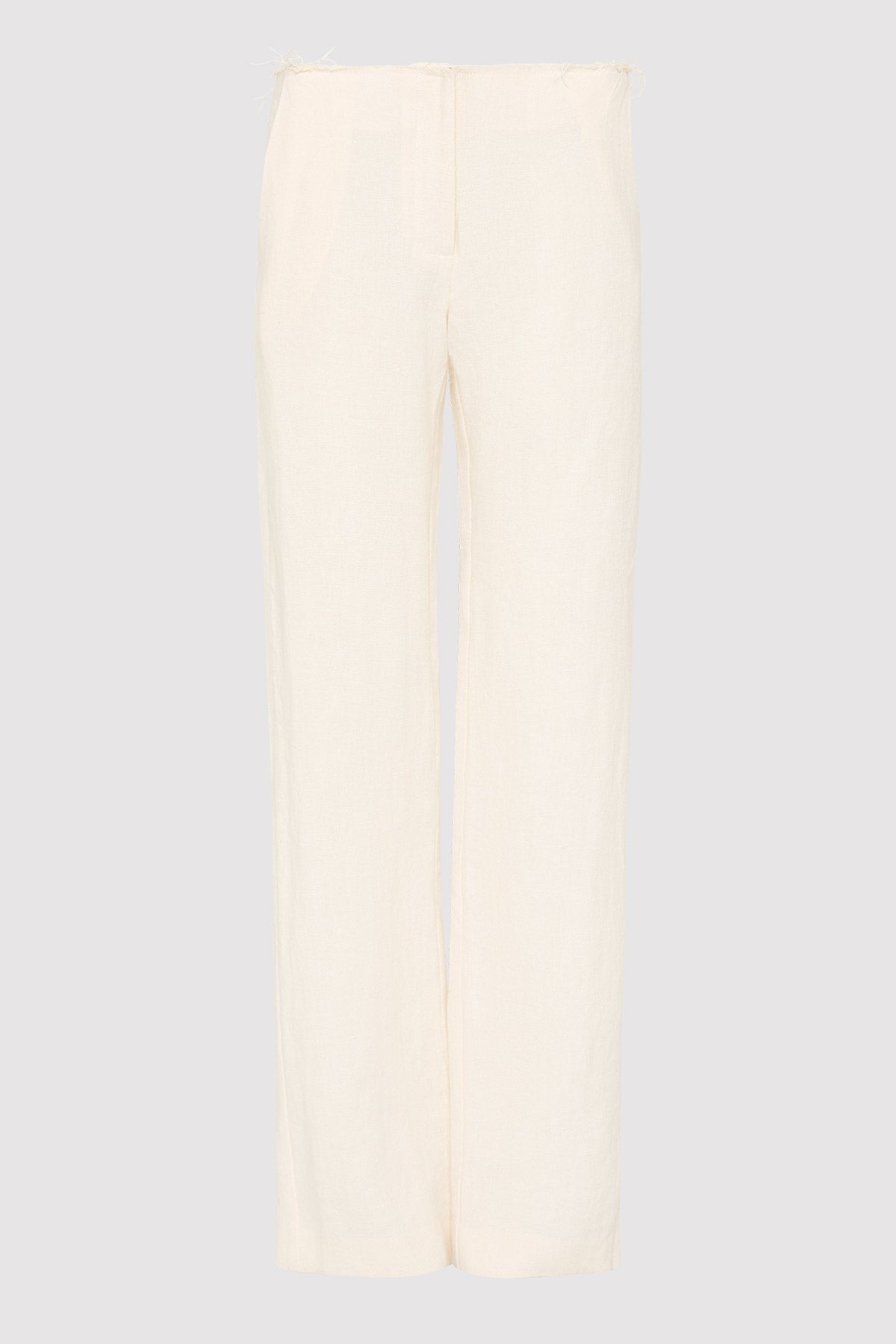 Low Waist Raw Edge Pants - Ivory - 1
