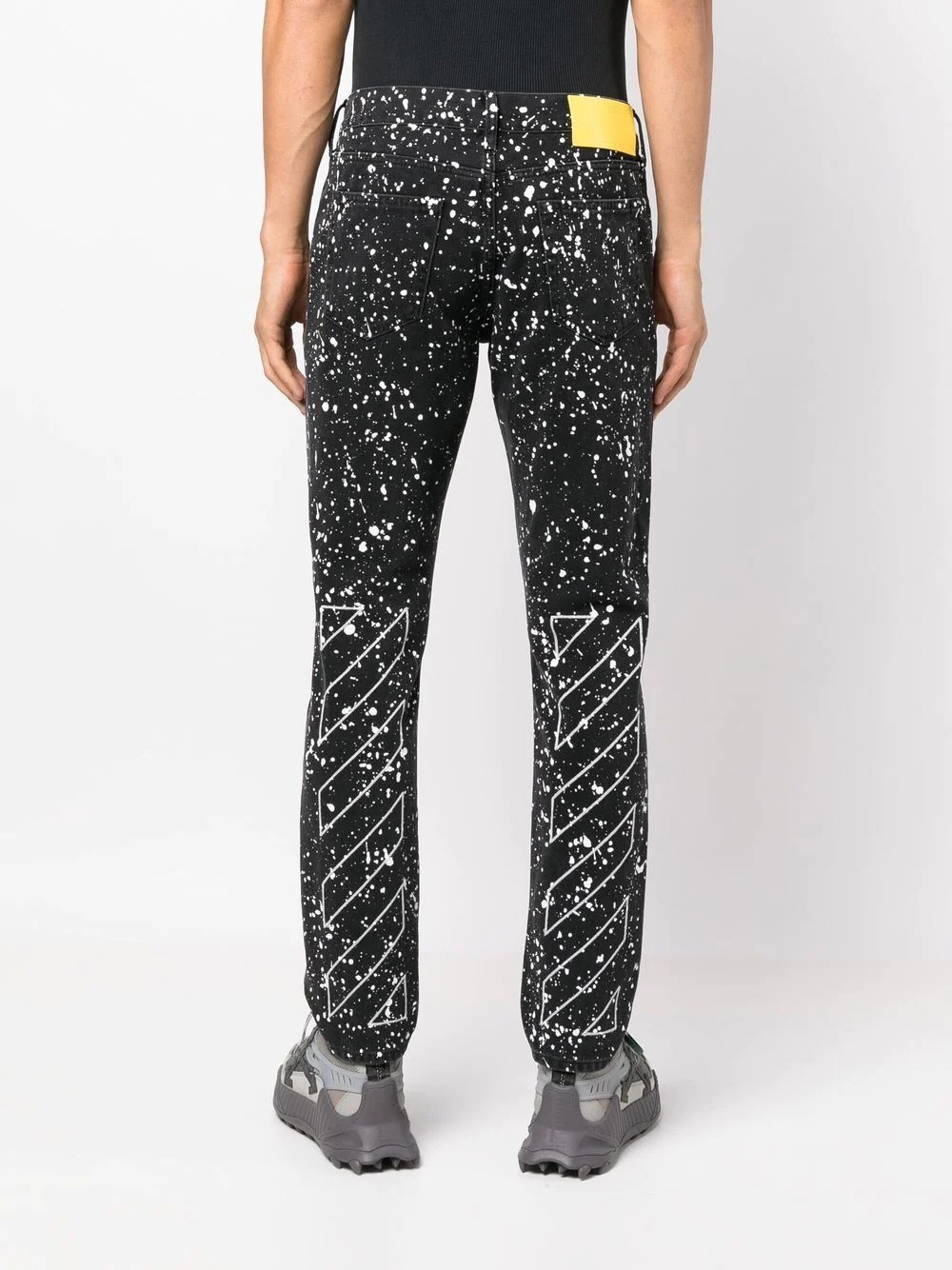 Diag-stripe paint-splatter skinny jeans - 4