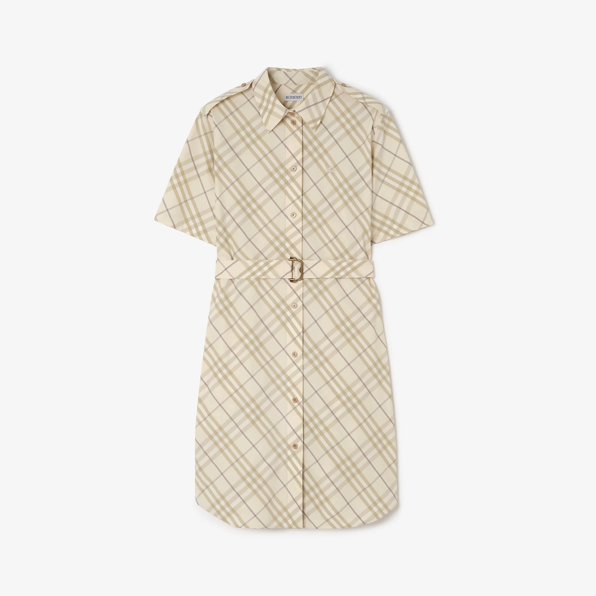 Check Cotton Shirt Dress - 1