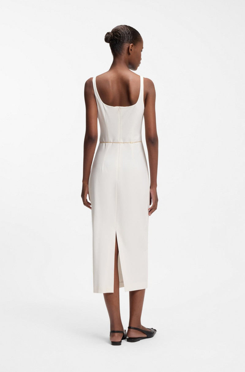 SQUARE-NECK DRESS WITH GOLDEN CHAIN BELT 4