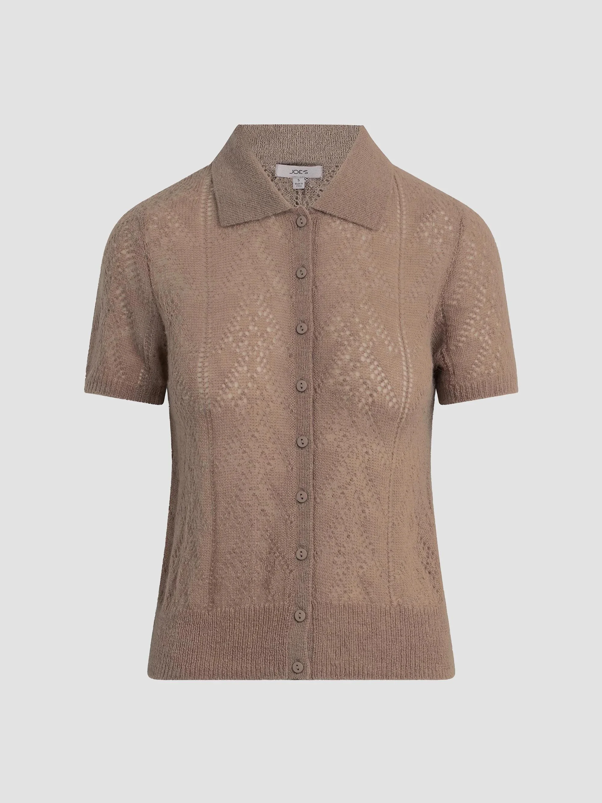 Women's The Davey Short Sleeve Cardigan - Mink - 1