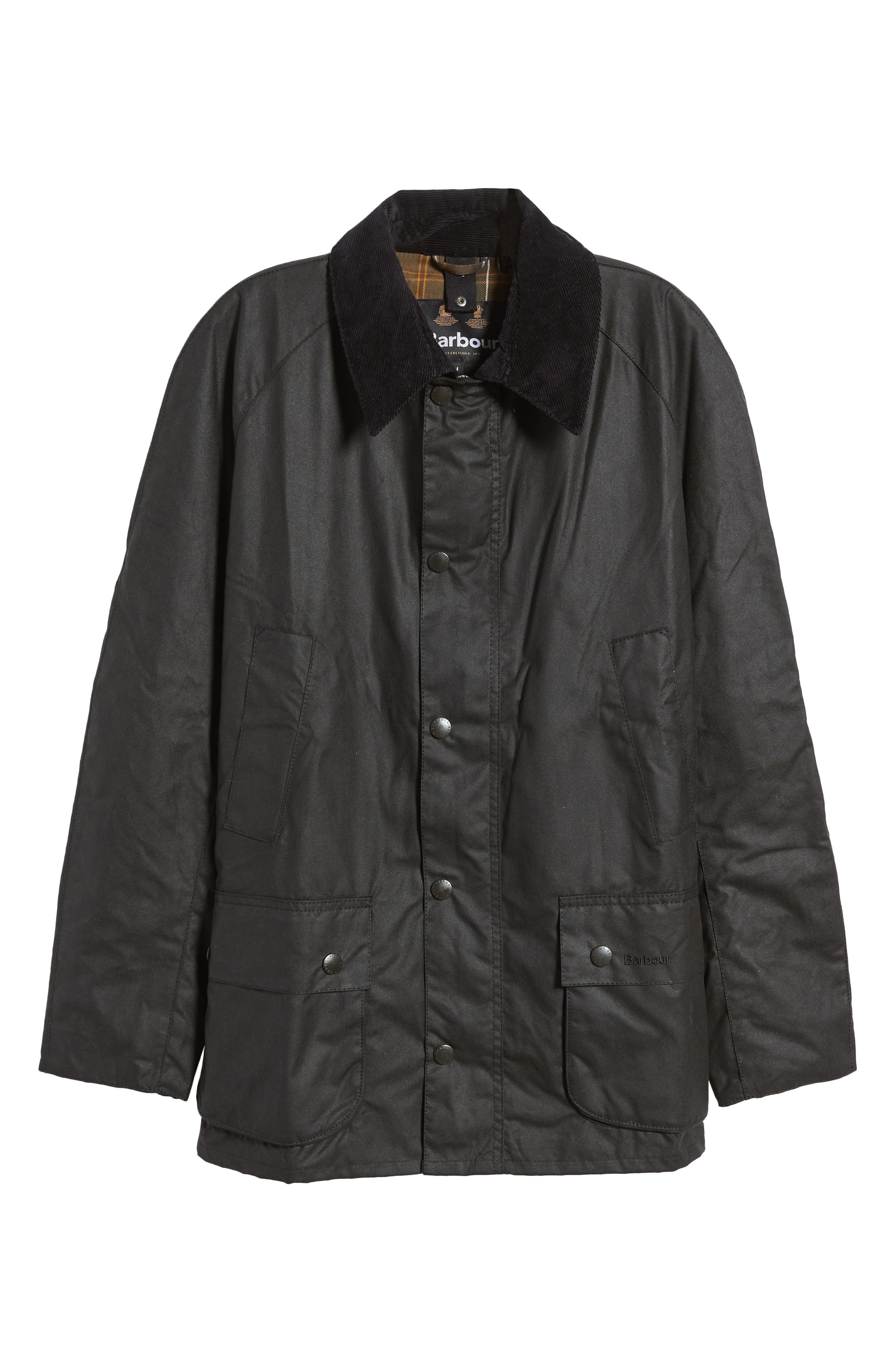 Barbour Ashby Waxed Cotton Jacket in Black/classic at Nordstrom - 6