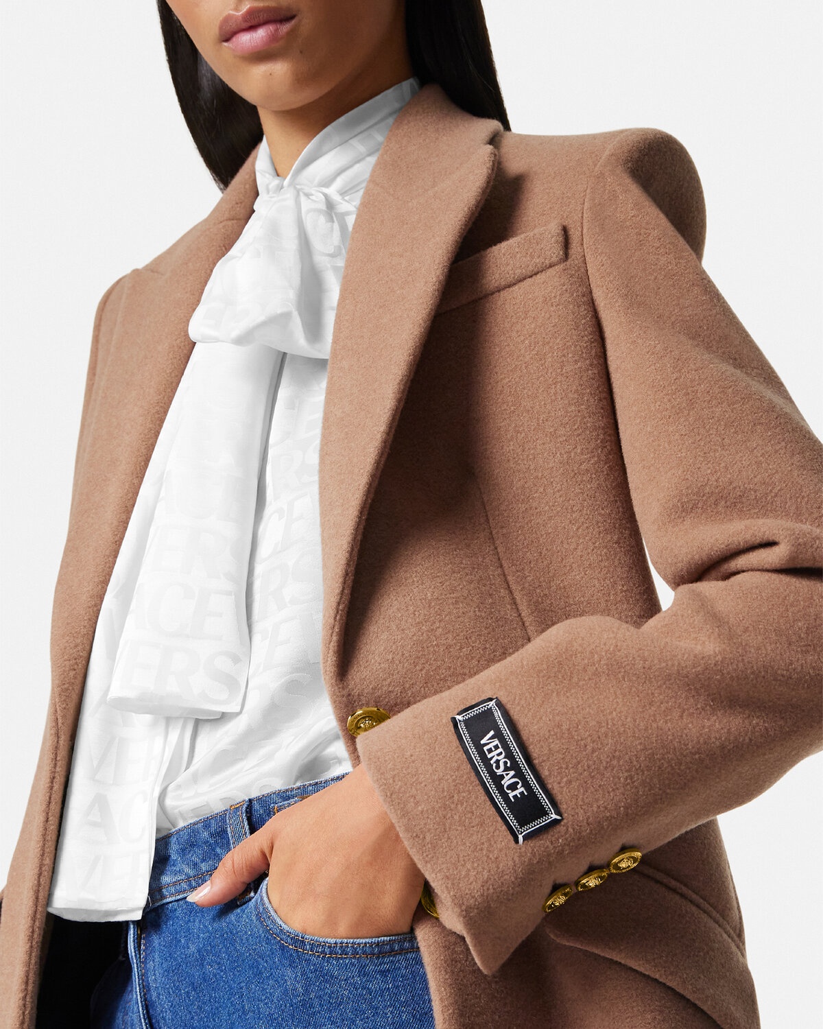 Camel Wool Single-Breasted Long Coat - 3