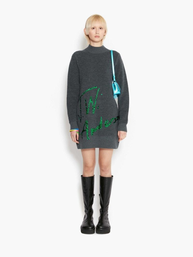 JW Anderson LONG SLEEVE SEQUINS LOGO MINI DRESS outlook