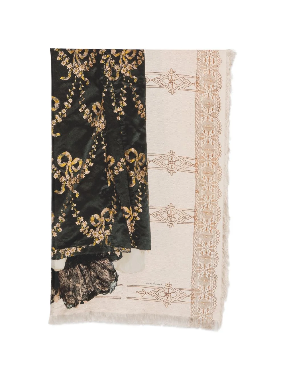 floral-print fringed scarf - 1