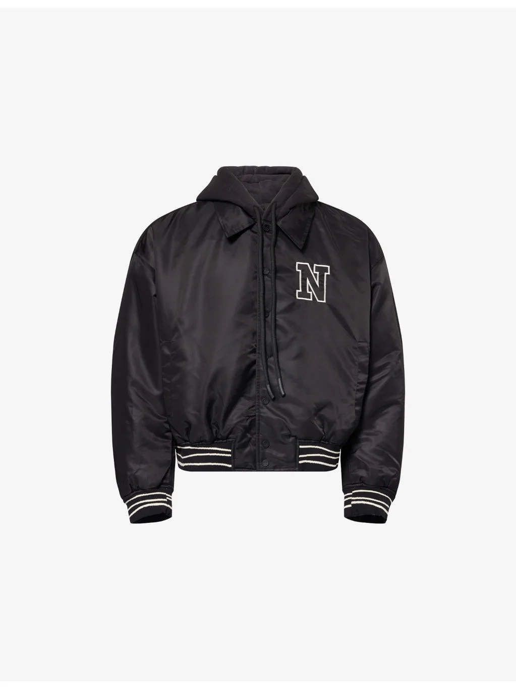Logo-Patch Hooded Nylon Bomber Jacket - 1