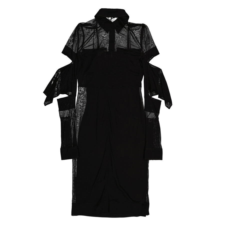 Burberry Cut-Out Long Sleeve Semi-Sheer Shirt Dress - 5