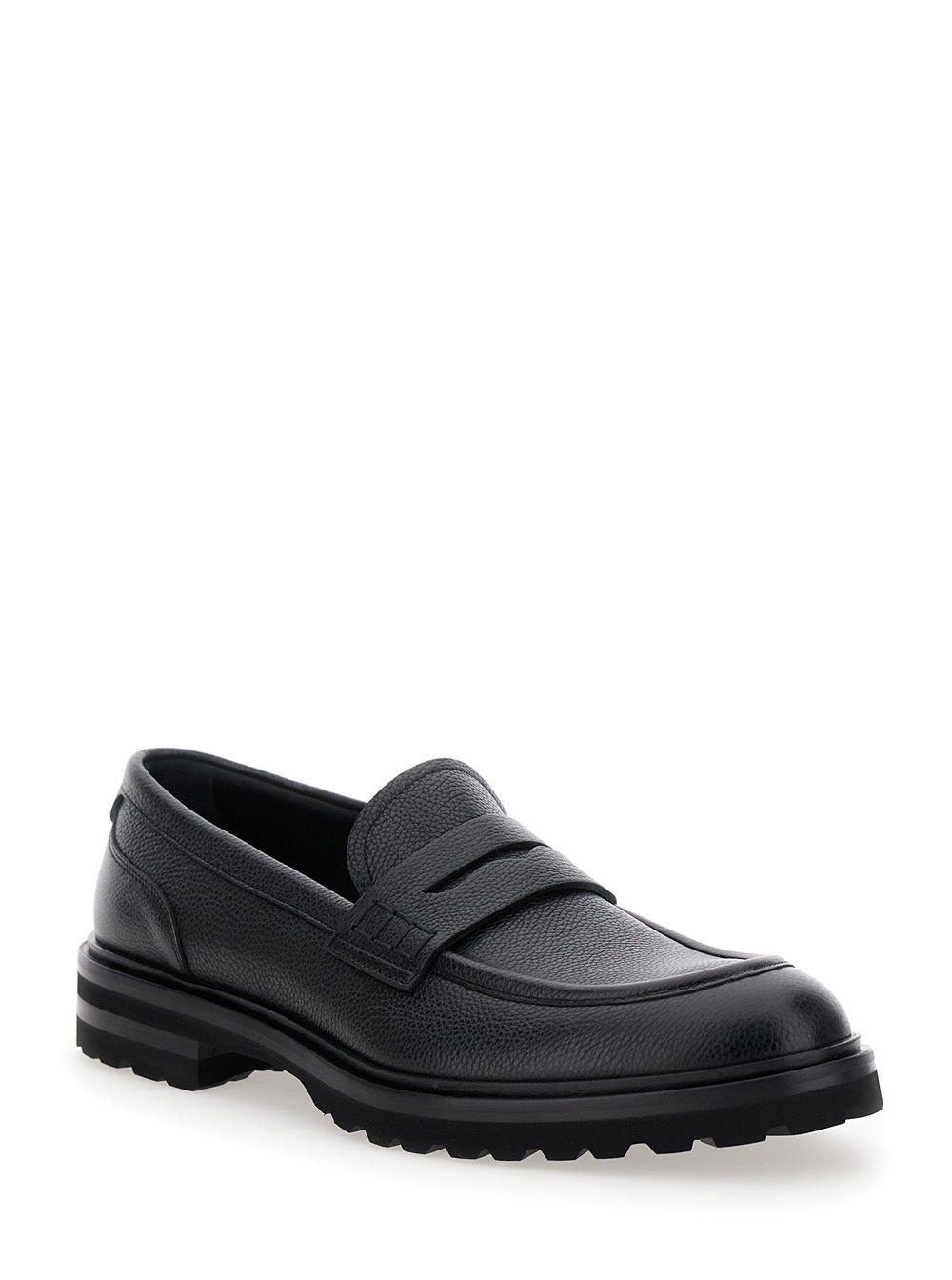 Dolce & Gabbana Men 'Altavilla' Black Loafers With Dg Logo On The Heel In Brushed Leather Man - 2