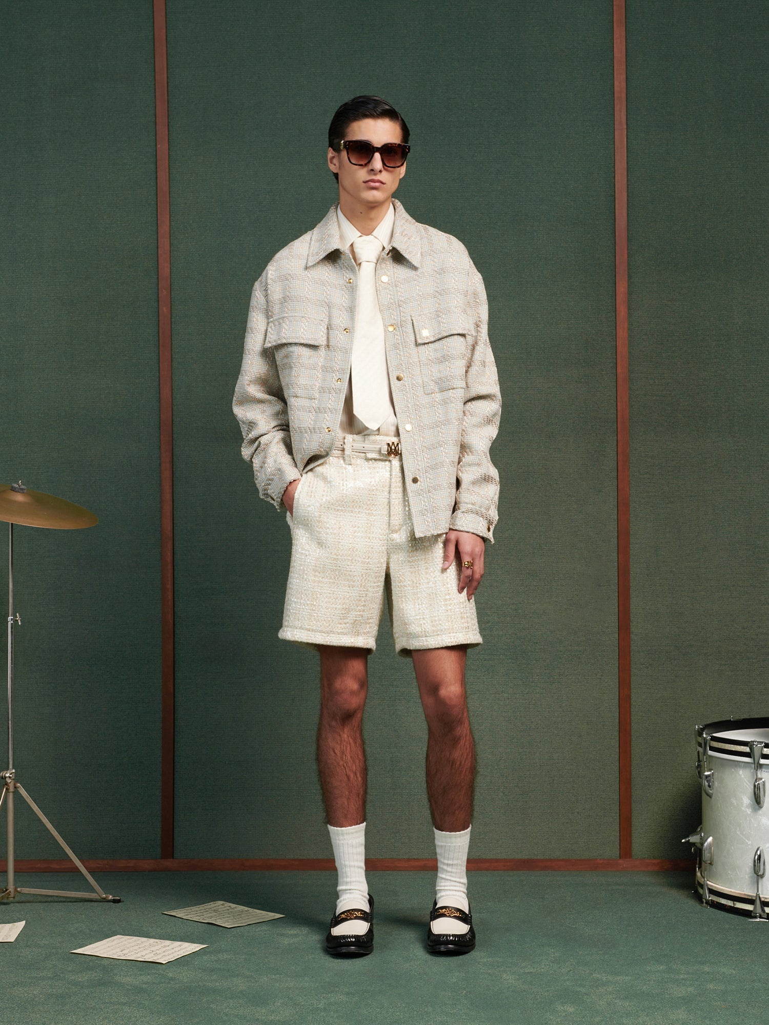 CHECK BOUCLE PADDED OVERSHIRT - 3